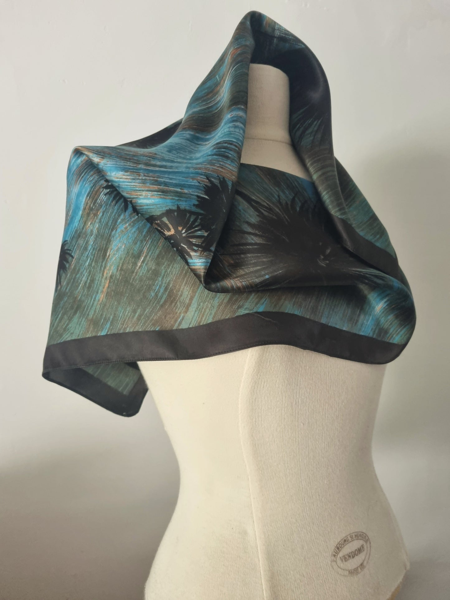 Vintage Scarf The Abstract Turquoise One Unique Handmade Accessory