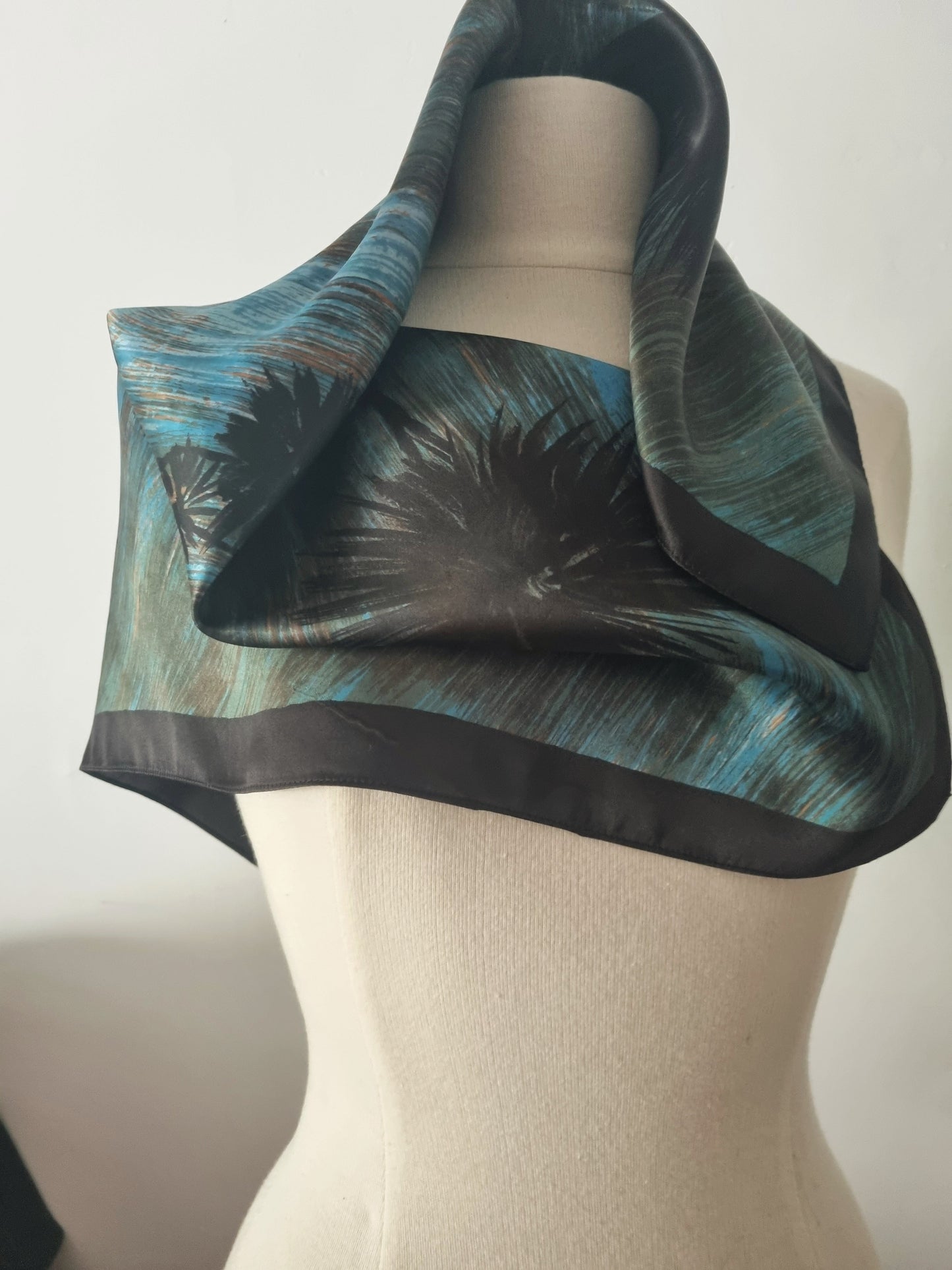 Vintage Scarf The Abstract Turquoise One Unique Handmade Accessory