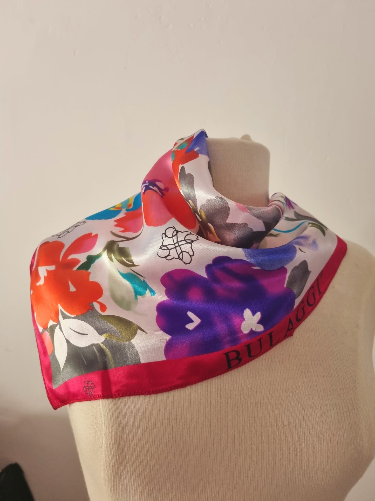 Vintage Scarf Bulaggi Floral Patterned Handmade Unique Design