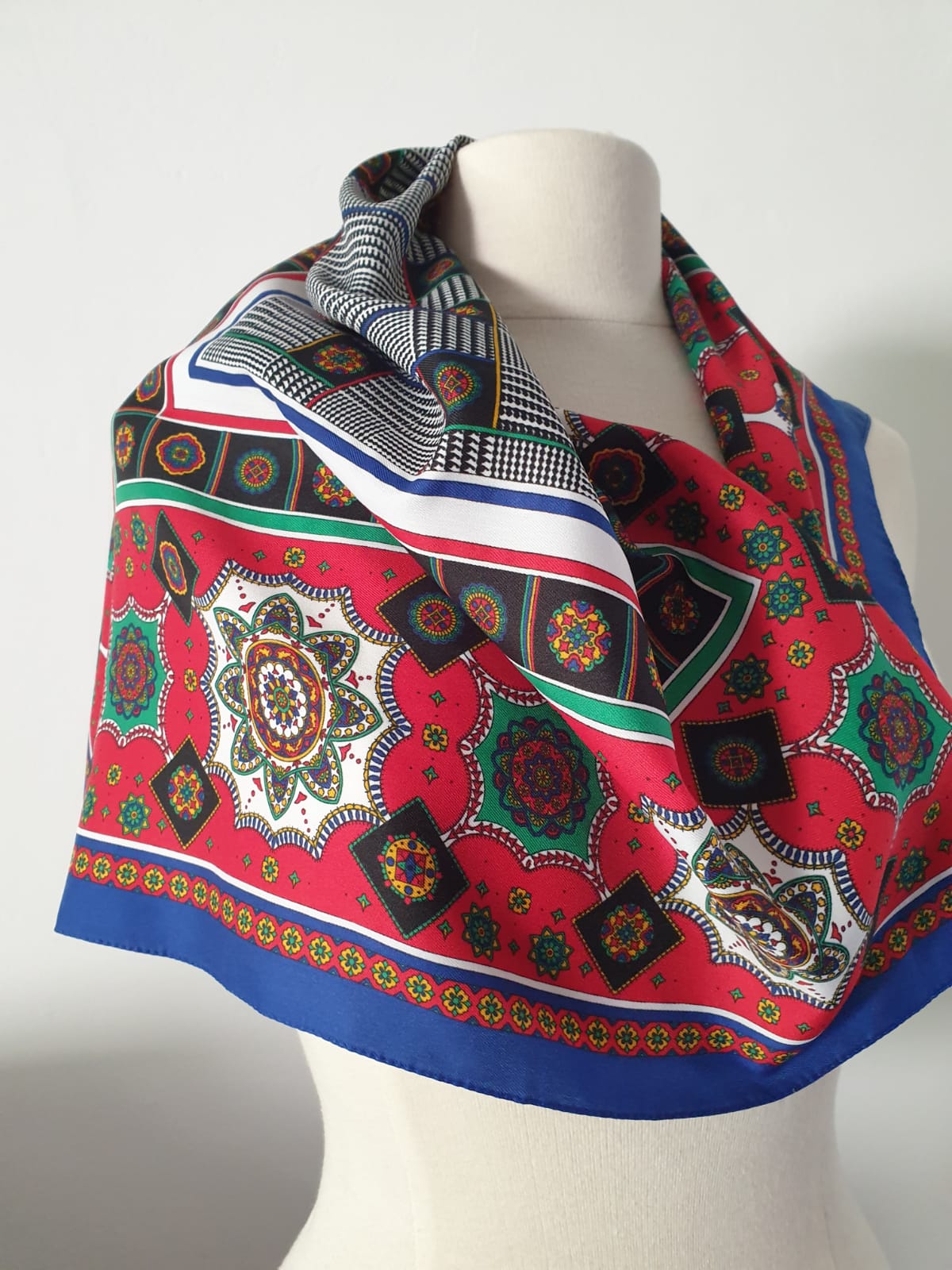 Vintage Scarf Bold Patterned Handmade Unique Design Accessory