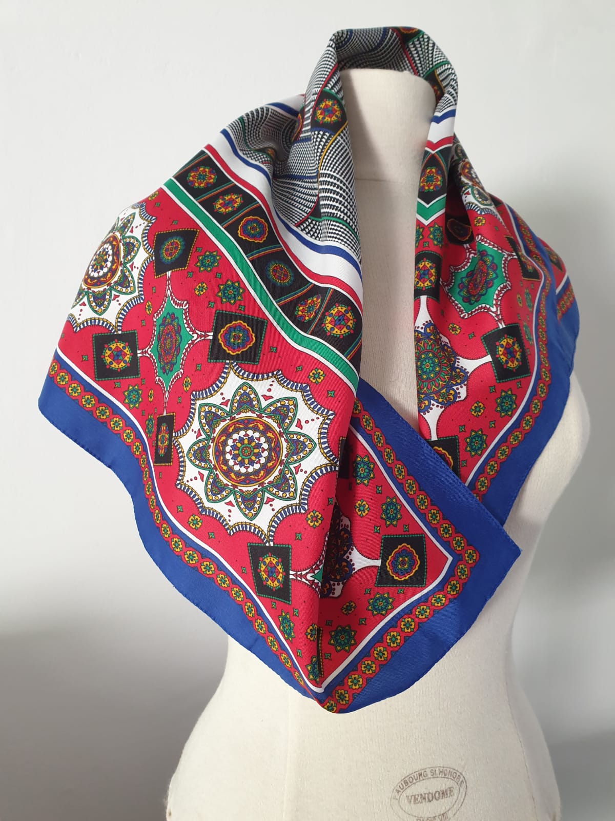 Vintage Scarf Bold Patterned Handmade Unique Design Accessory