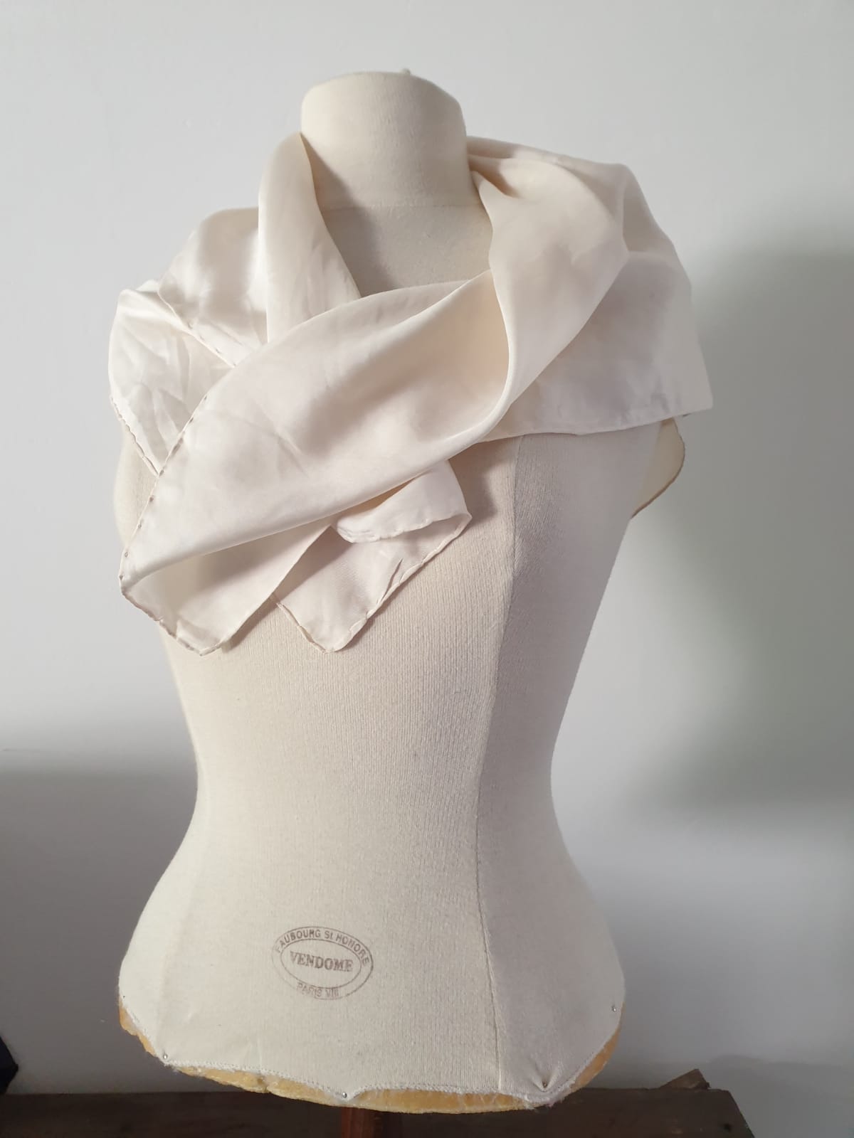 Vintage Scarf The Cream One Handmade Unique Accessory