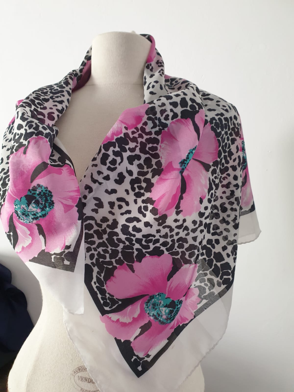 Vintage Scarf The Floral Leopard One Handmade Unique Accessory
