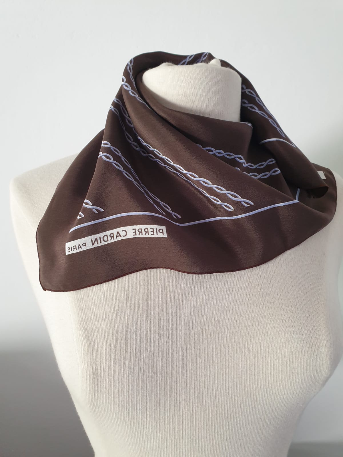Vintage Scarf Pierre Cardin Patterned Unique Handmade Accessory