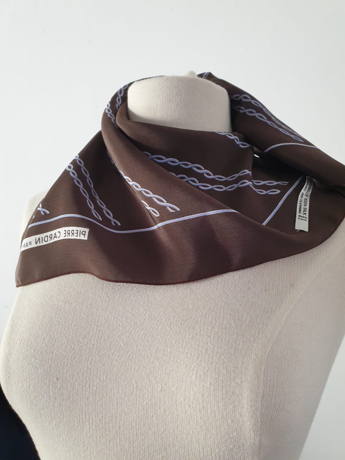 Vintage Scarf Pierre Cardin Patterned Unique Handmade Accessory