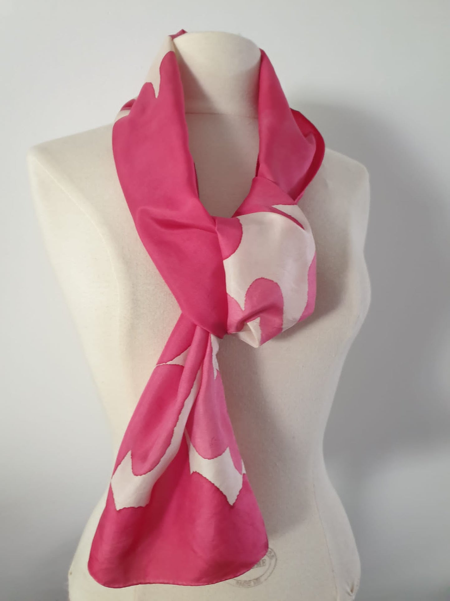Vintage Scarf Abstract Pink One. Vintage Accessories Handmade Unique Design