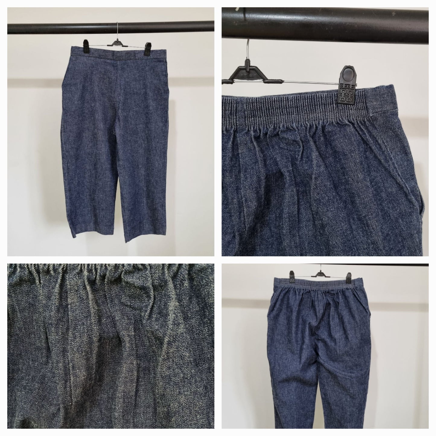 Denim Capri Pants Vintage Made in England. Cropped Trousers (UK10) - Vintage Appreciation Society