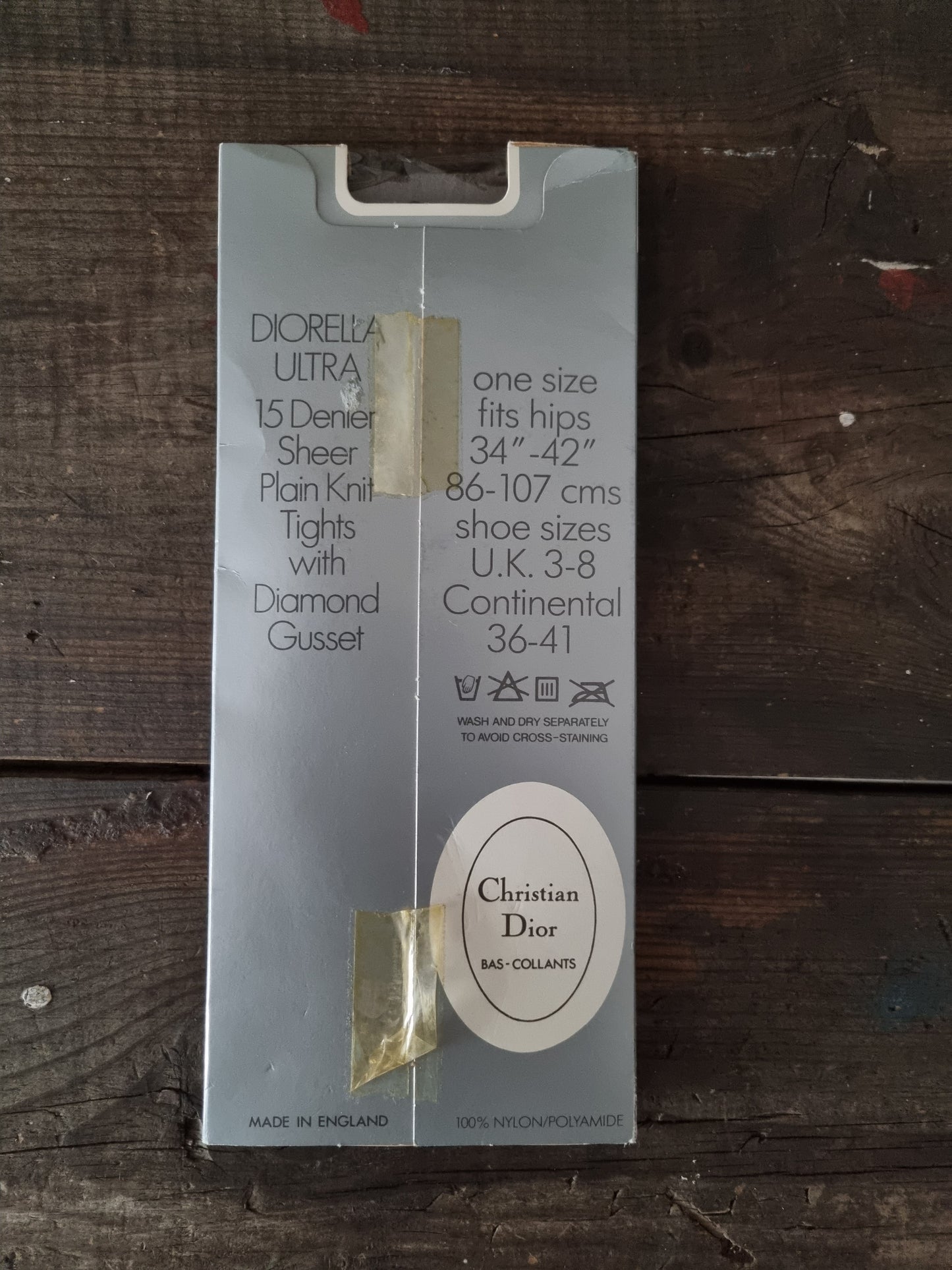 Vintage 15 Denier Sheer Dior Diorella Tights in Sage and Brown/Grey