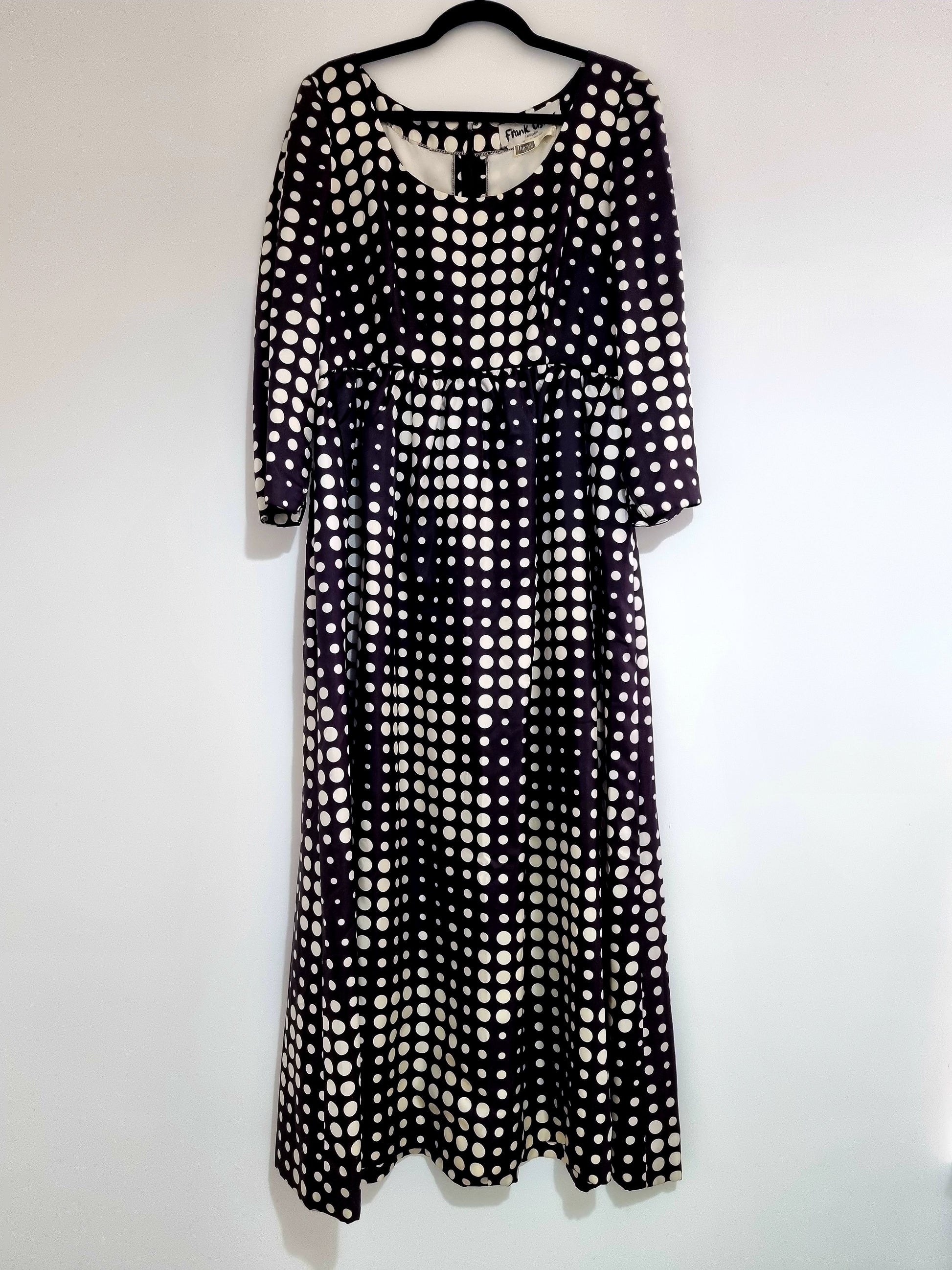 Frank Usher Vintage Pop Art Black and White Spot Smock Midsize Dress (UK16) - Vintage Appreciation Society