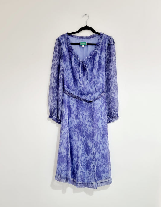 C And A Vintage Floaty Marbled Purple Day Patterned DressUK 8 - Vintage Appreciation Society
