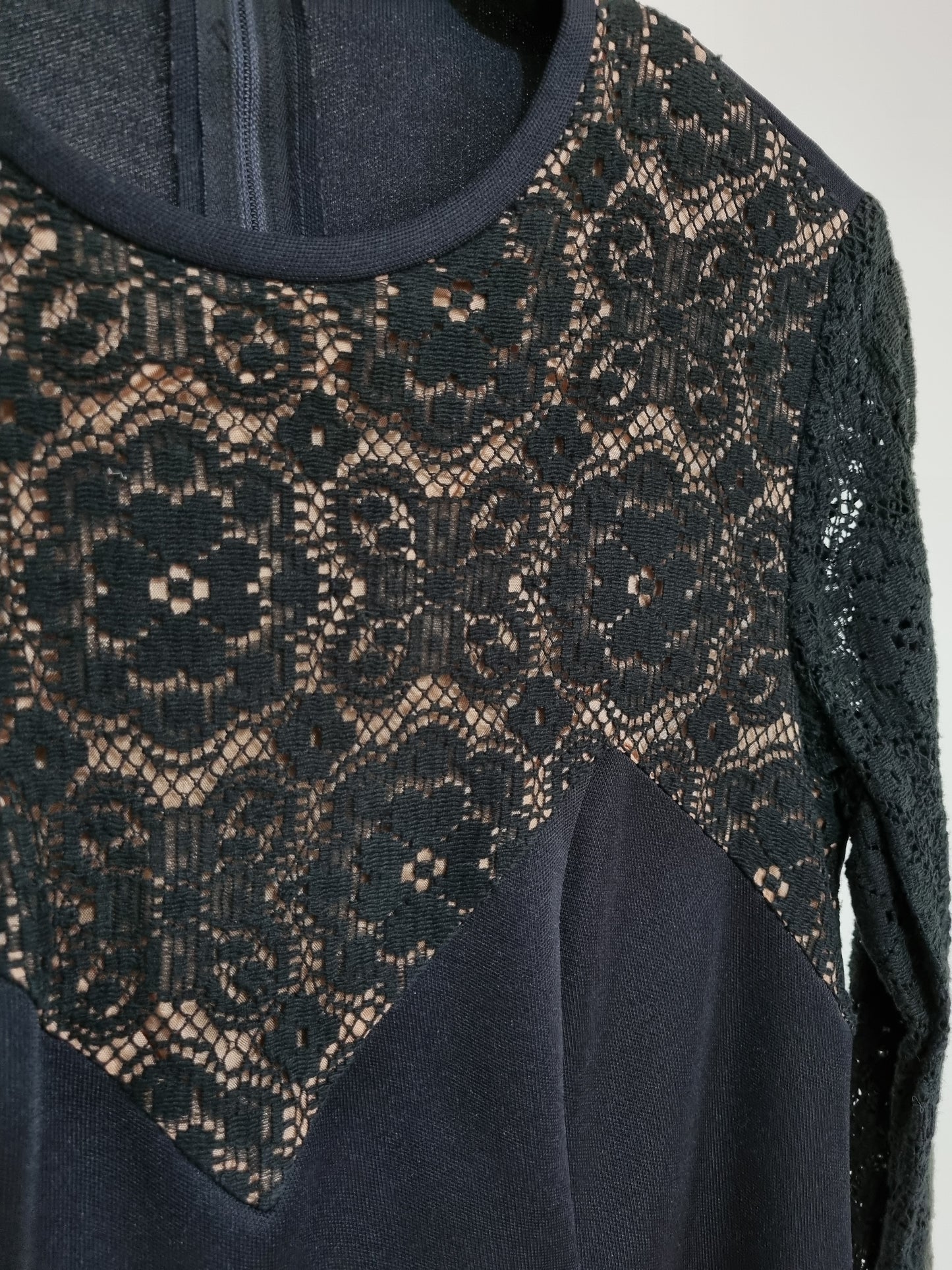 Deadstock Vintage Black Short Lace Evening Dress UK 12 - Vintage Appreciation Society