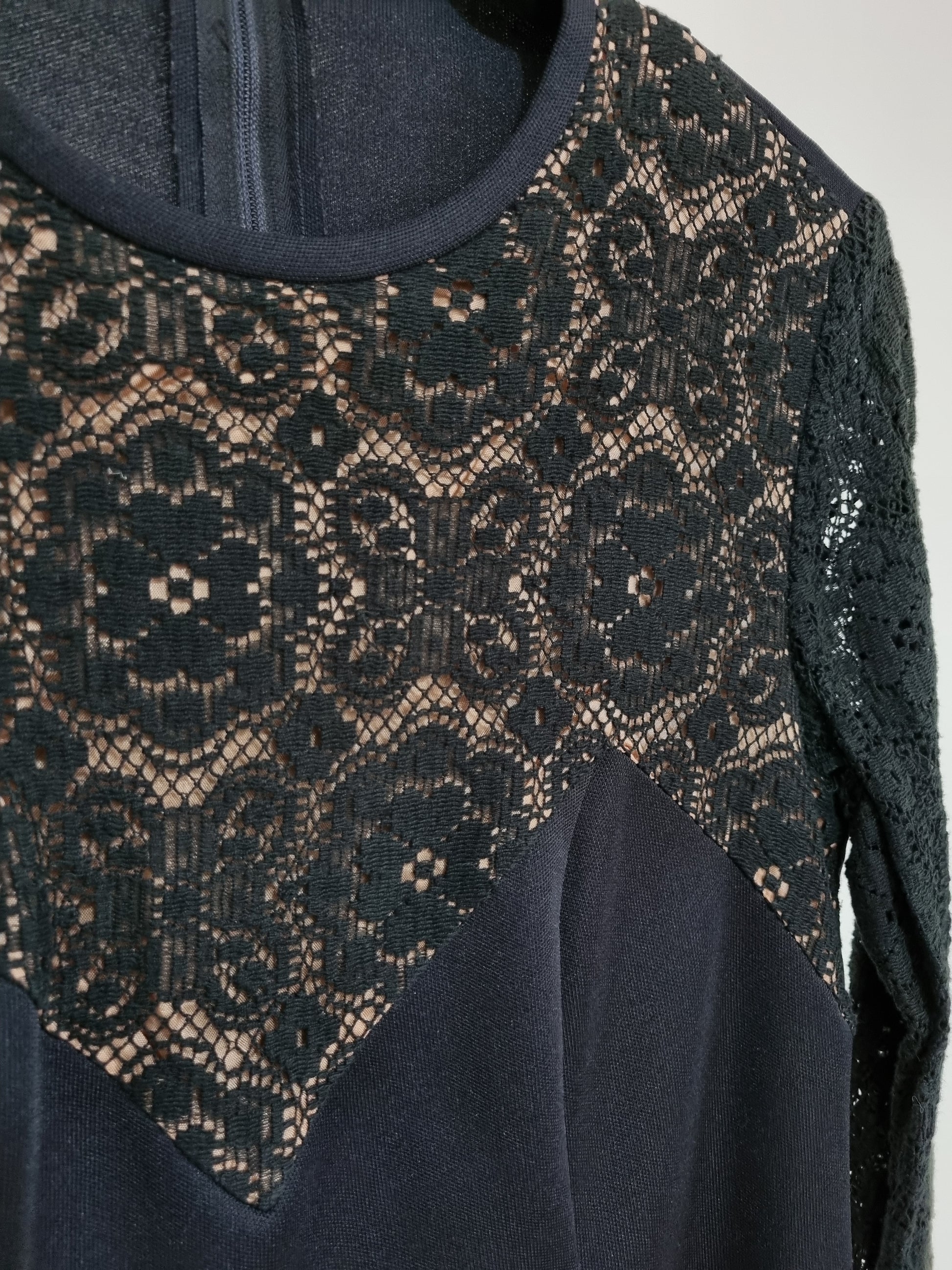 Deadstock Vintage Black Short Lace Evening Dress UK 12 - Vintage Appreciation Society