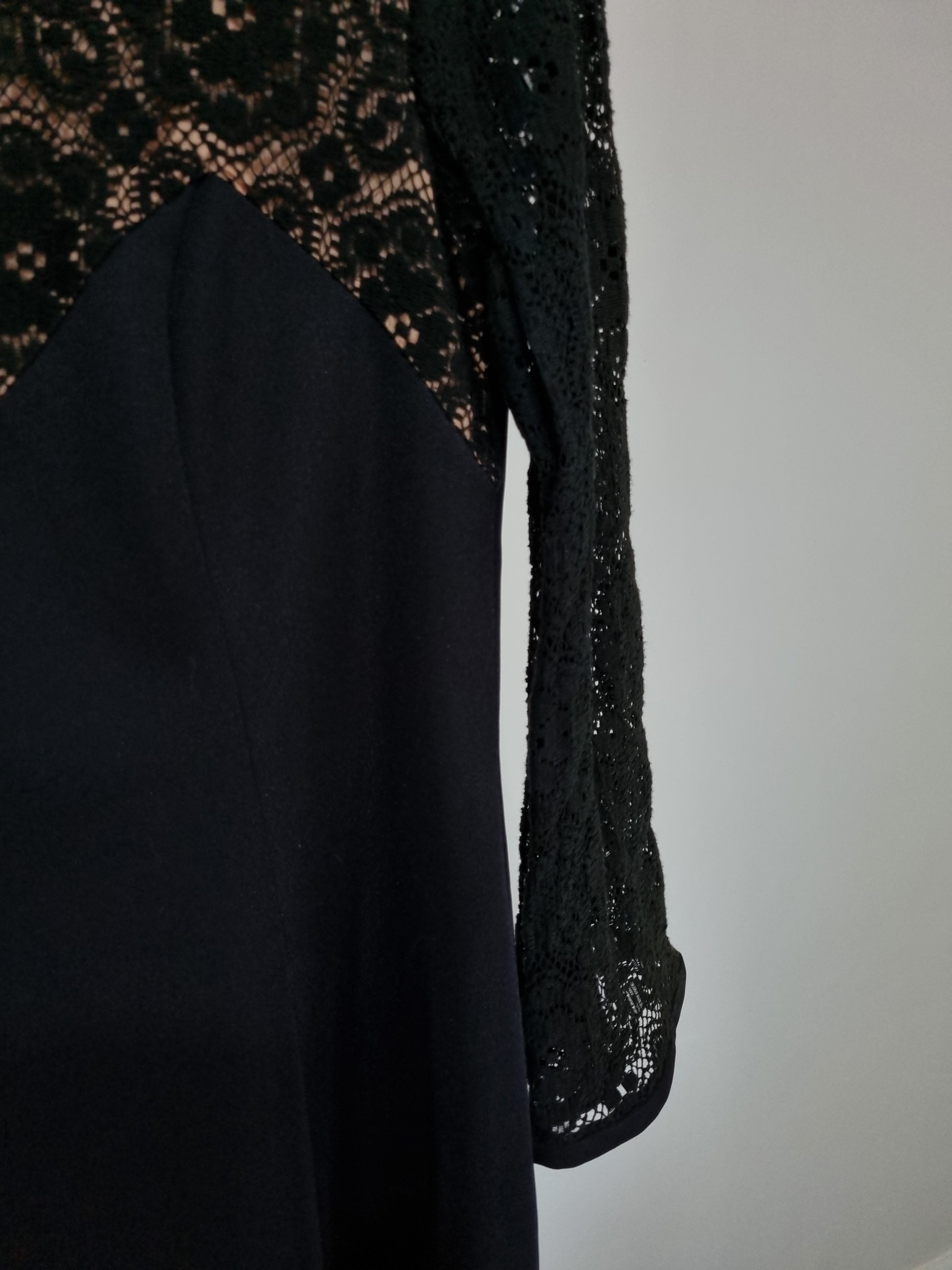 Deadstock Vintage Black Short Lace Evening Dress UK 12 - Vintage Appreciation Society