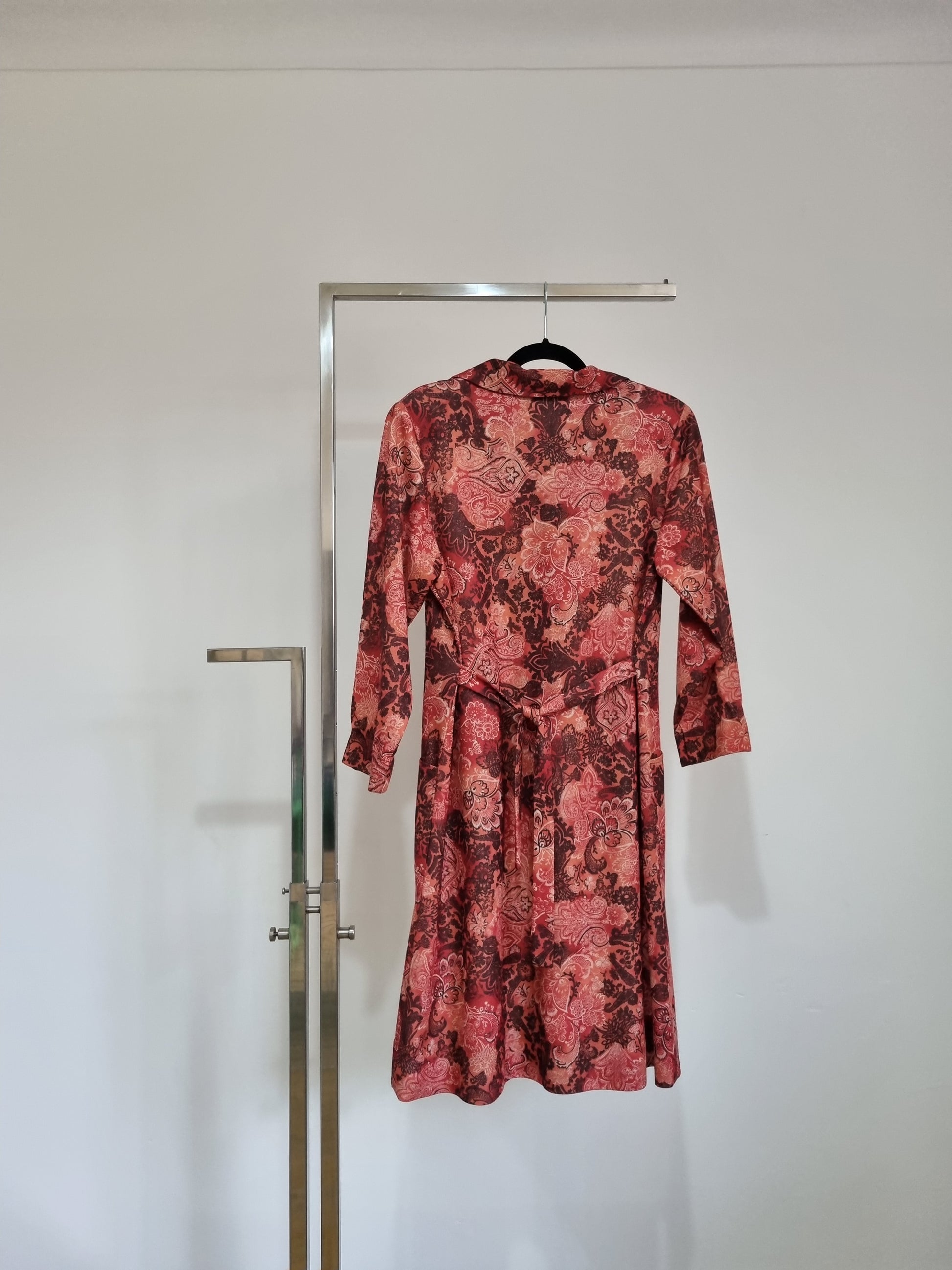 Classics Midsize Orange Paisley Drop Pocket Shirt Vintage Dress UK 14 - Vintage Appreciation Society