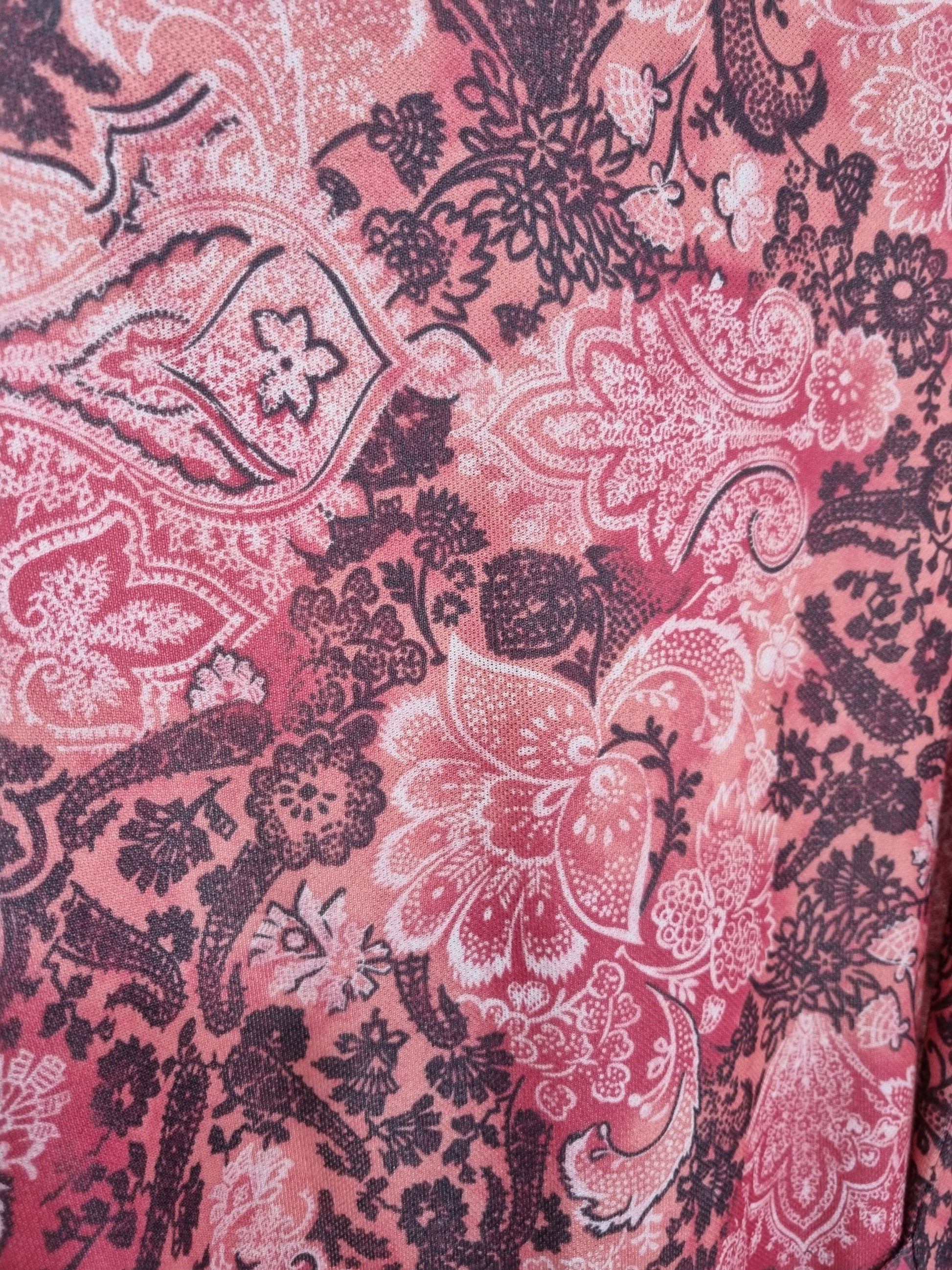 Classics Midsize Orange Paisley Drop Pocket Shirt Vintage Dress UK 14 - Vintage Appreciation Society