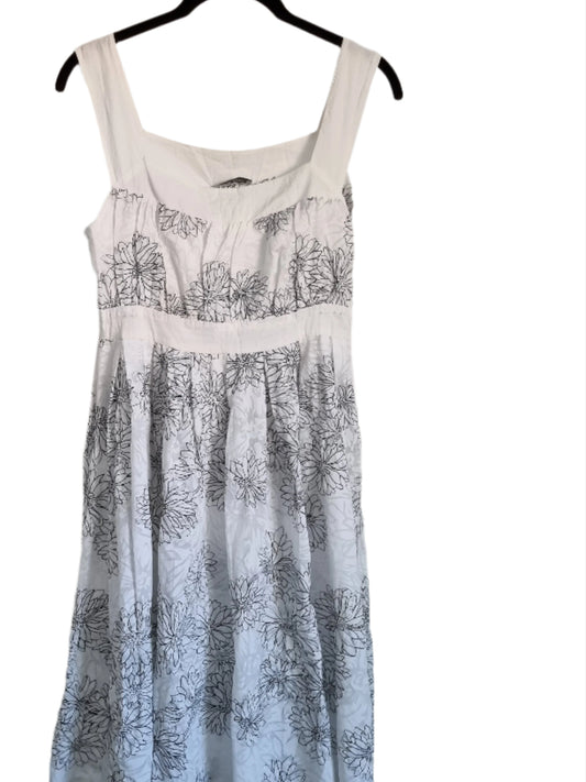 Elise Ryan Black and White Floral Sleeveless Summer Vintage Dress UK 8 - Vintage Appreciation Society