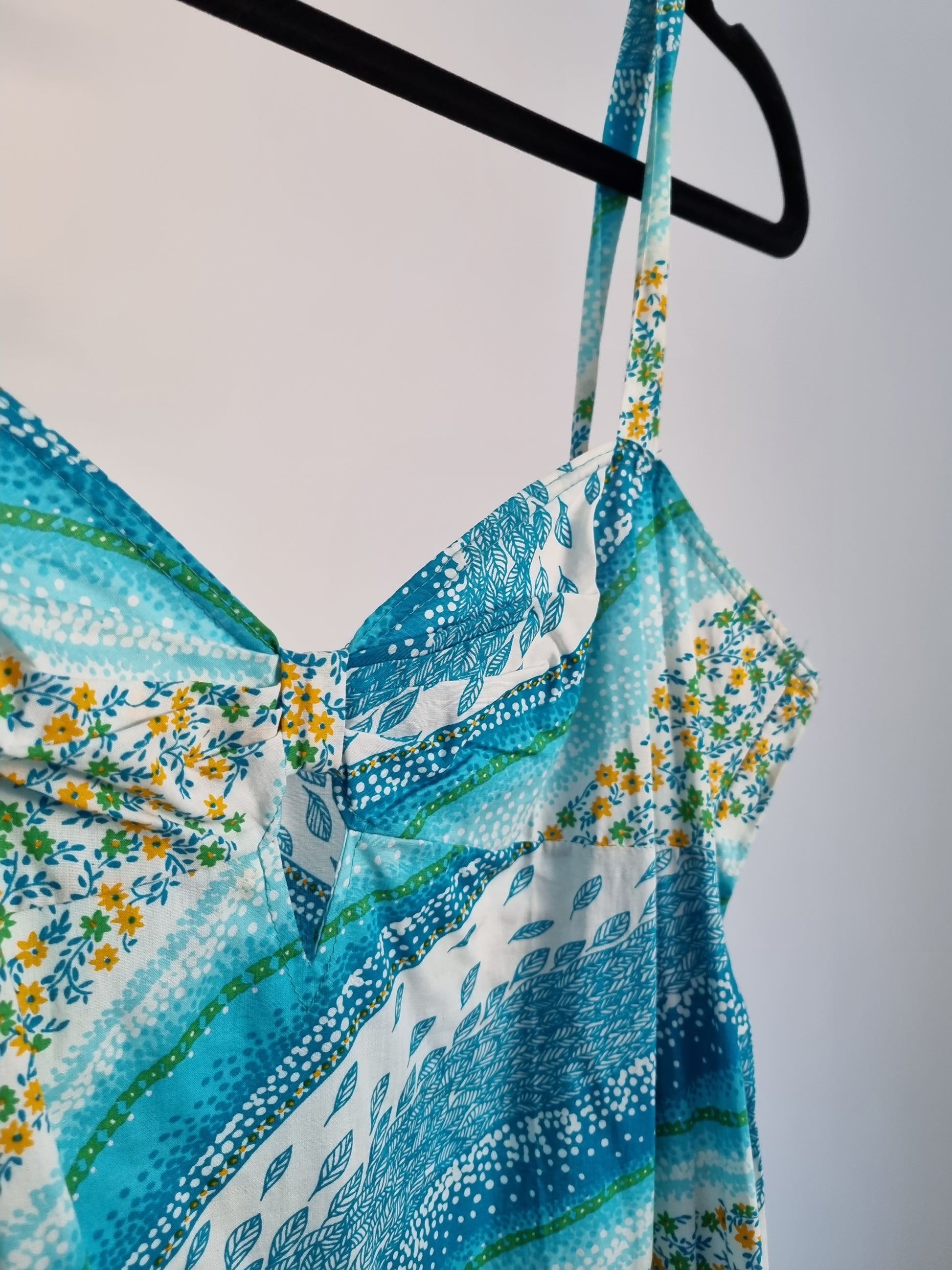 Beach Dress Stripey Blues Orchidee Vintage Dress UK 6 - Vintage Appreciation Society