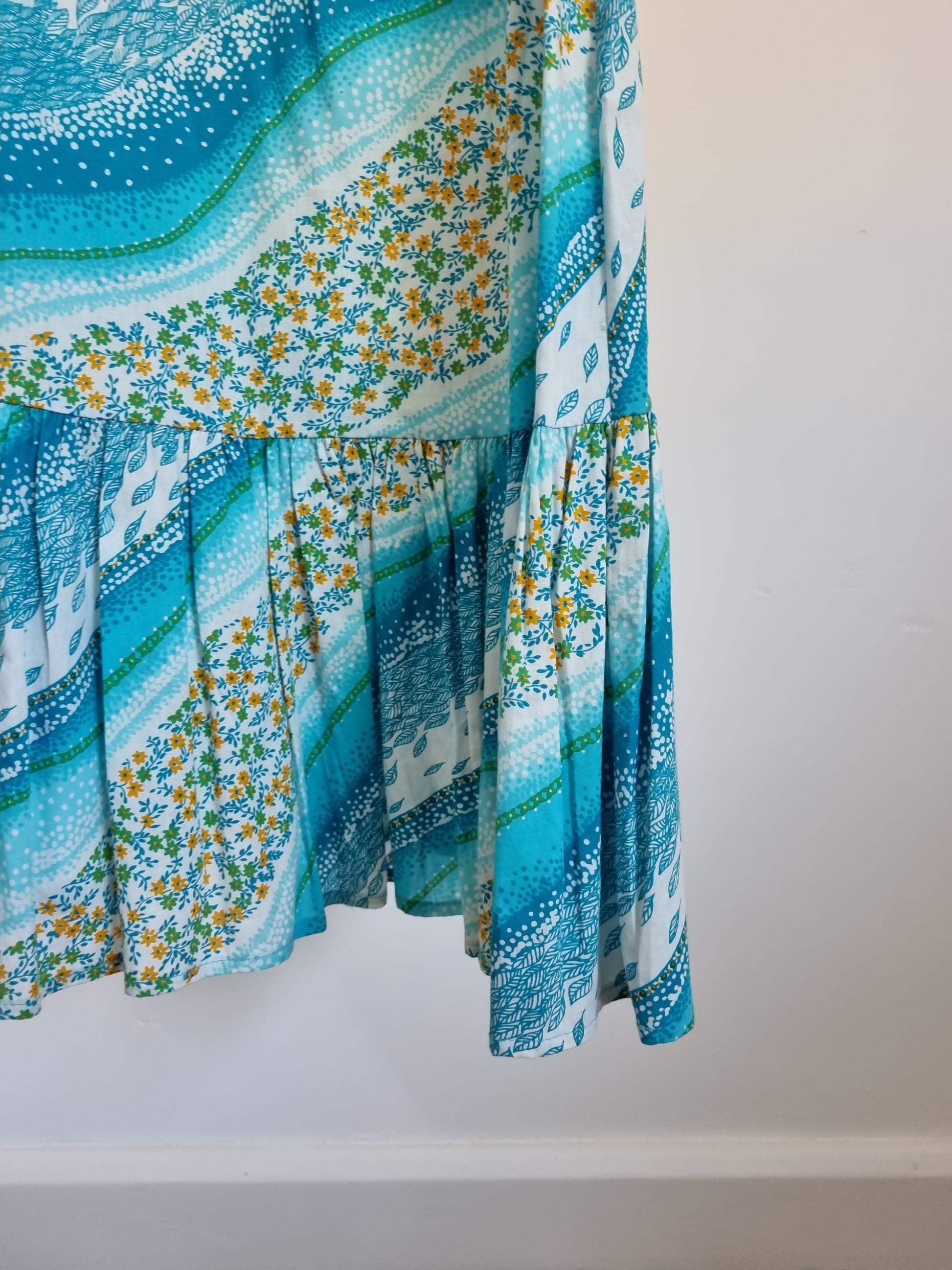 Beach Dress Stripey Blues Orchidee Vintage Dress UK 6 - Vintage Appreciation Society