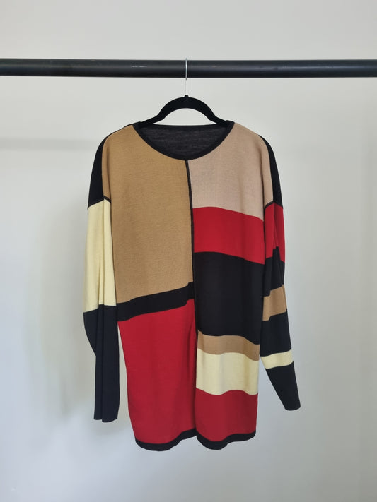 St Michael Vintage Jumper (LARGE) Red, Cream and Black