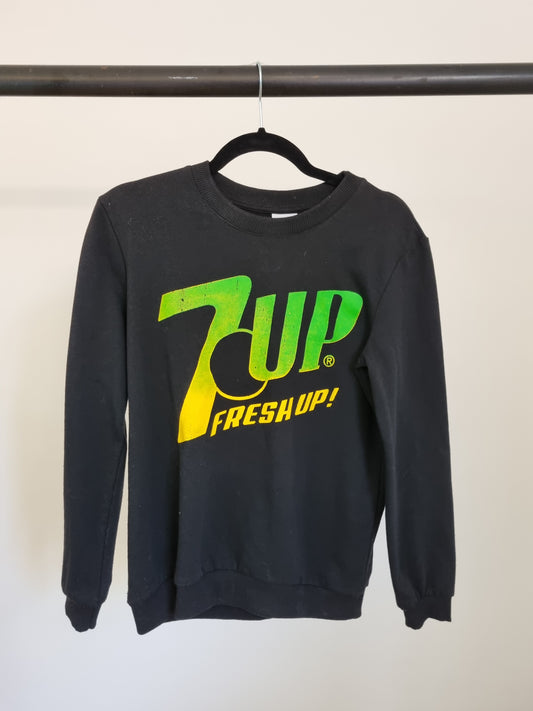 7UP Black Sweatshirt (MEDIUM) Vintage Jumper Knitwear Unisex. Retro Clothing