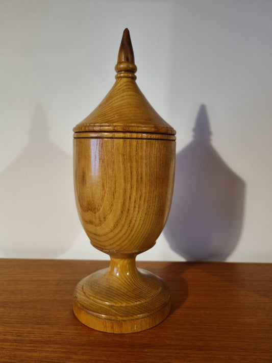 Lidded Pot Cherry Handmade Urn Box Vintage Jorvik Viking Wood