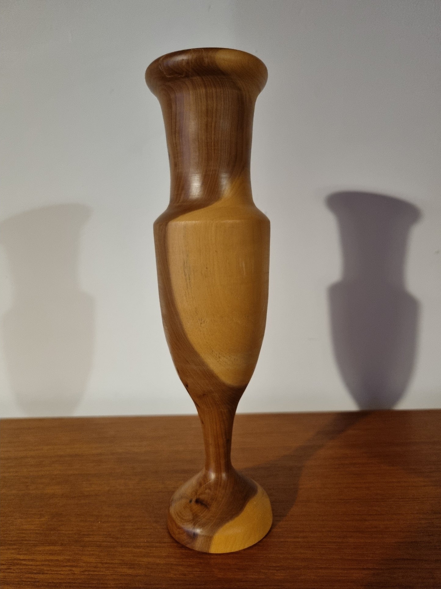 Tall Candlestick Handmade Two Tone Grain Vintage Jorvik Wood