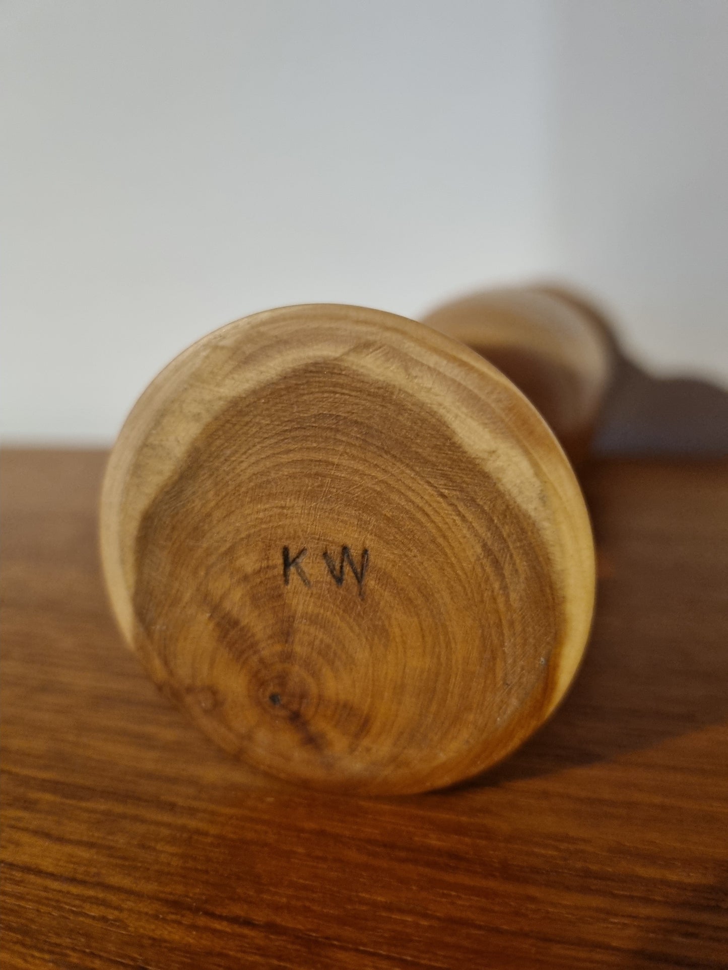 Tall Candlestick Handmade Two Tone Grain Vintage Jorvik Wood