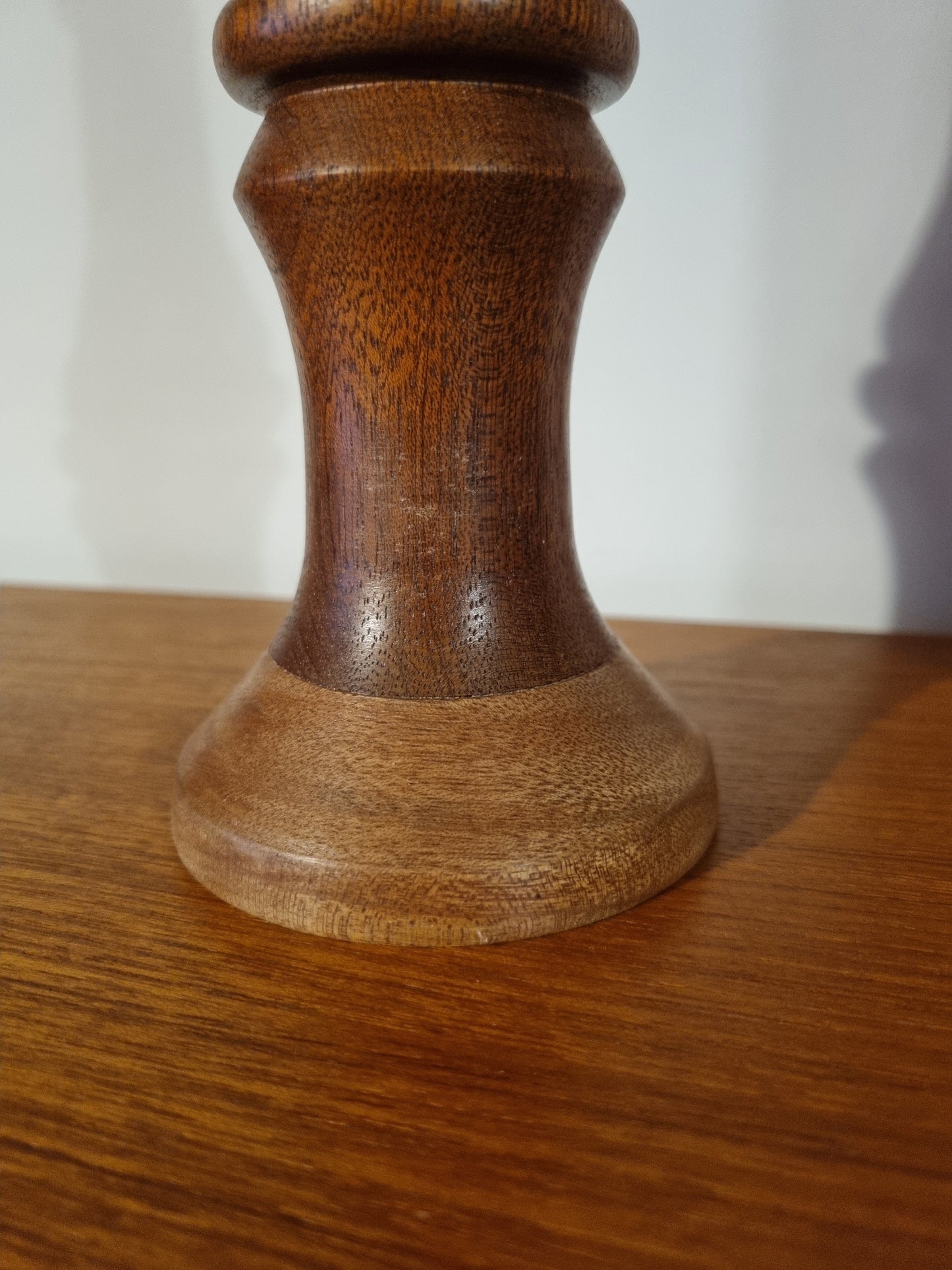 Candlestick Dark Brown Handmade Vintage Viking Turned Wood