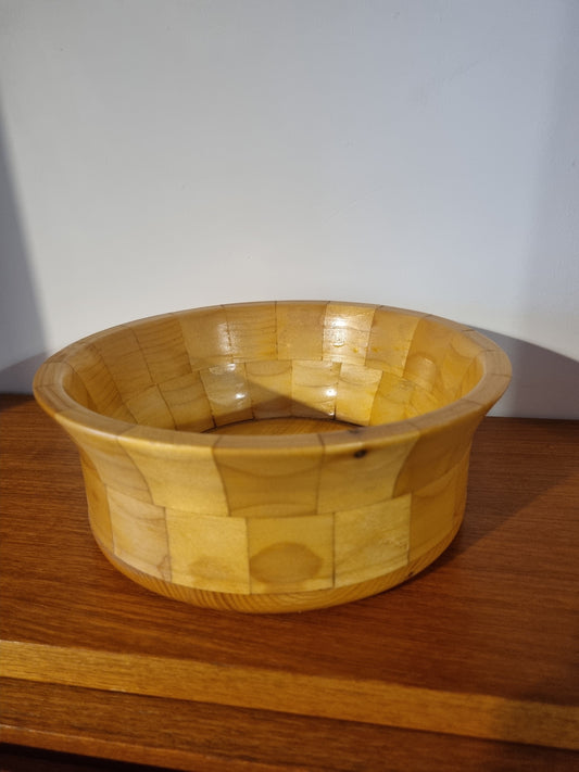 Bowl Segmented Round Light Wooden Handmade Vintage Jorvik York