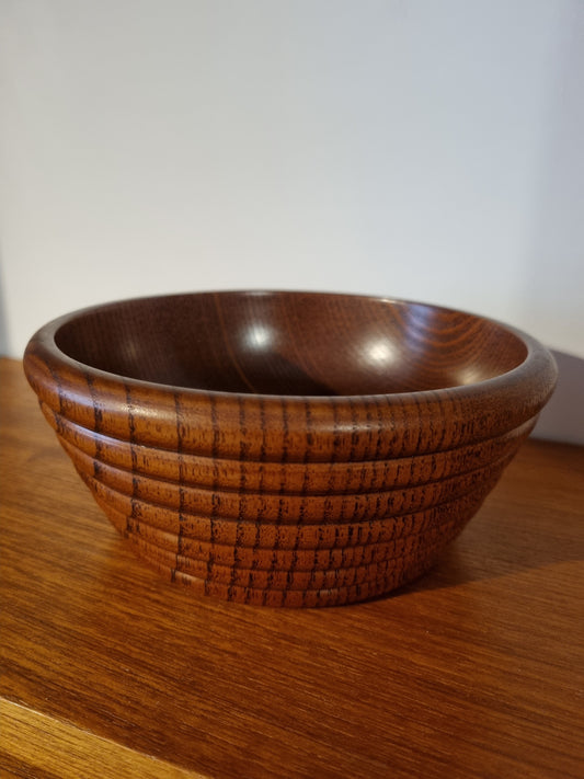 Bowl Ribbed Round Handmade Vintage Jorvik York Viking Turned Wood