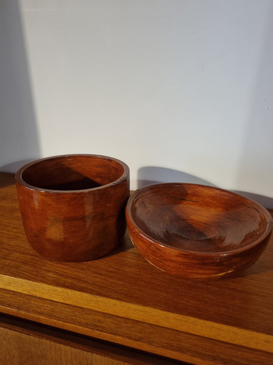 Bowl and Vase Set x2 Handmade Vintage Jorvik Viking Turned Wood