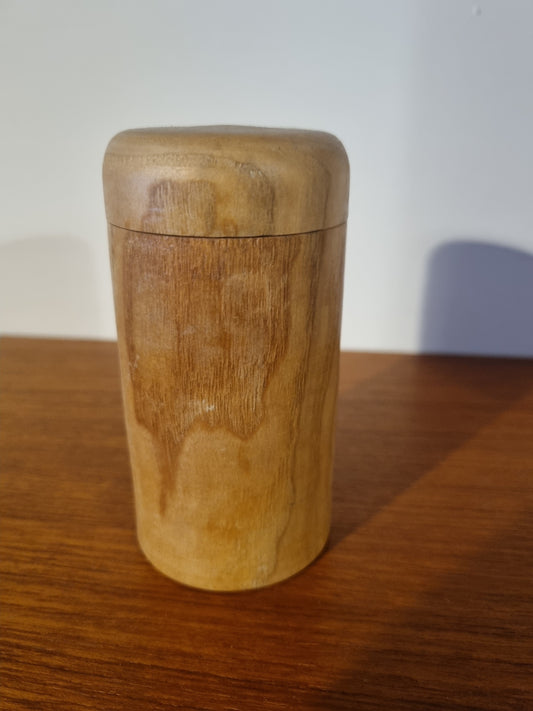 Lidded Trinket Pot Handmade Light Wood Vintage Viking Craft