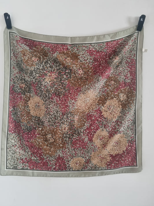 Vintage Floral Italian Polyester 73cmx73cm Scarf