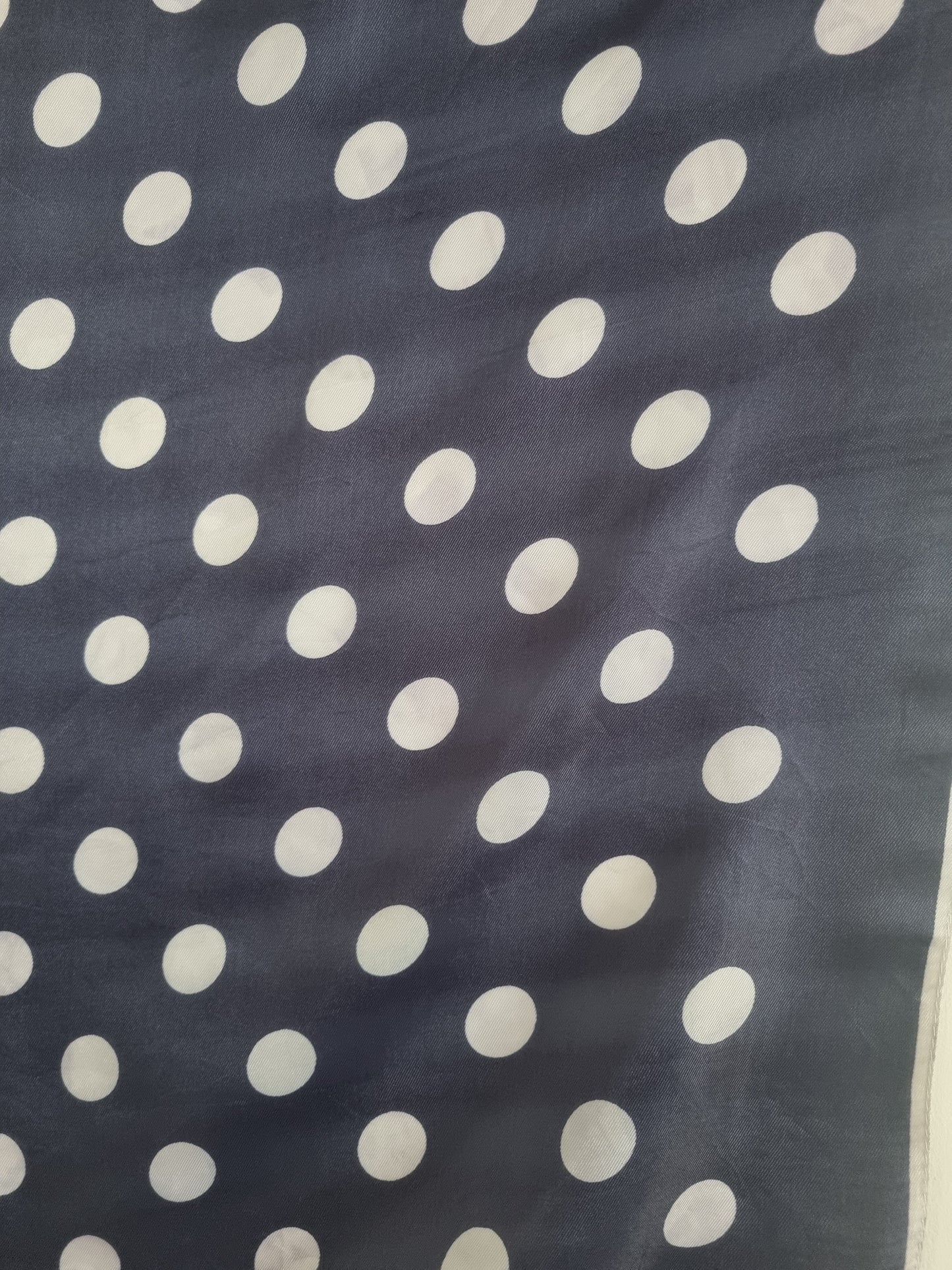 Vintage Navy Polka Dot Spotty Acetate Twill Scarf 66cmx66cm