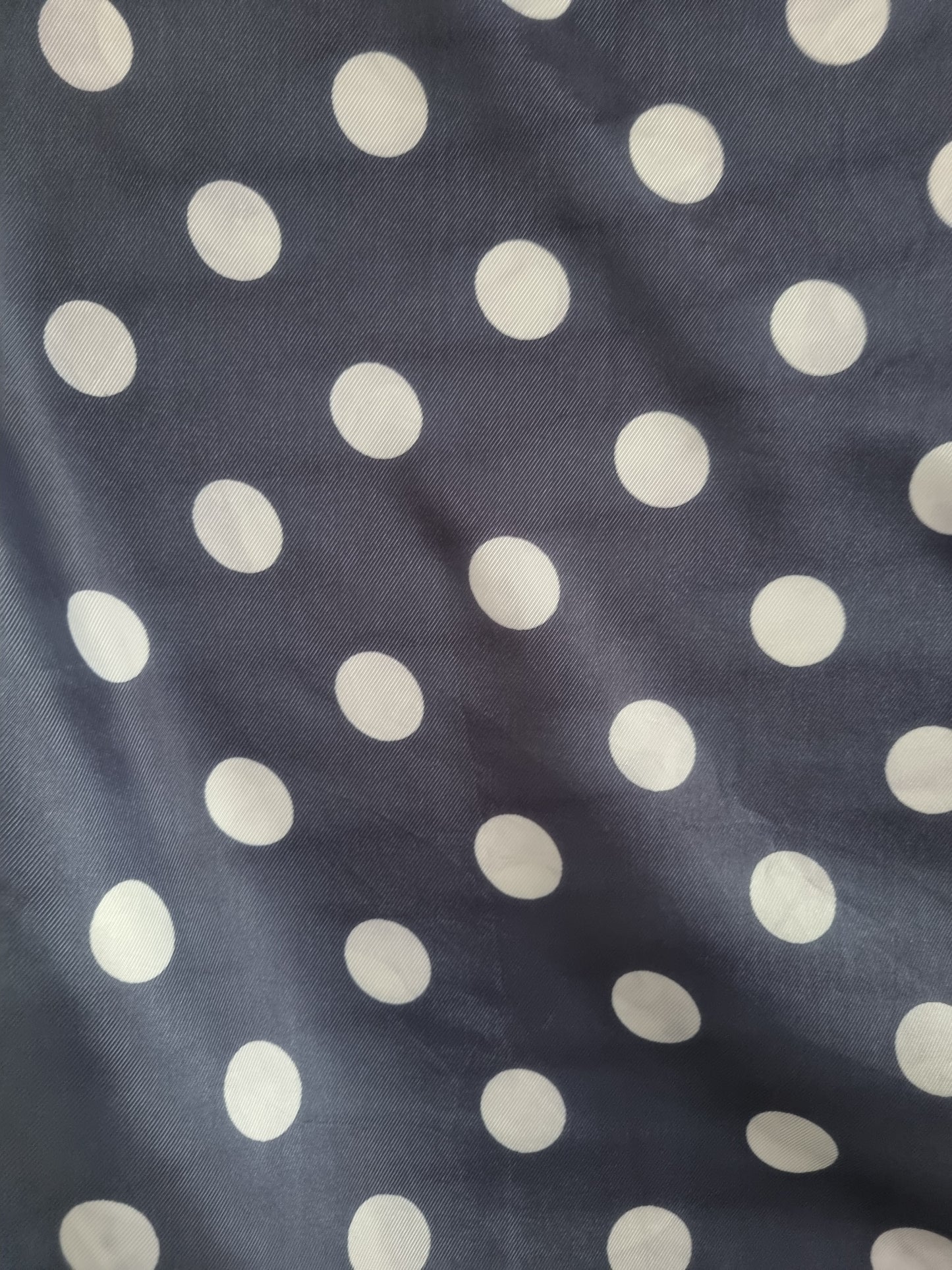 Vintage Navy Polka Dot Spotty Acetate Twill Scarf 66cmx66cm