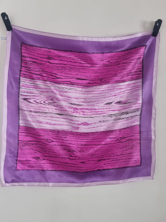 Vintage Phylis Dorcas Scarf 1980s Purple Wooden Effect Acetate Satin 67cmx67cm
