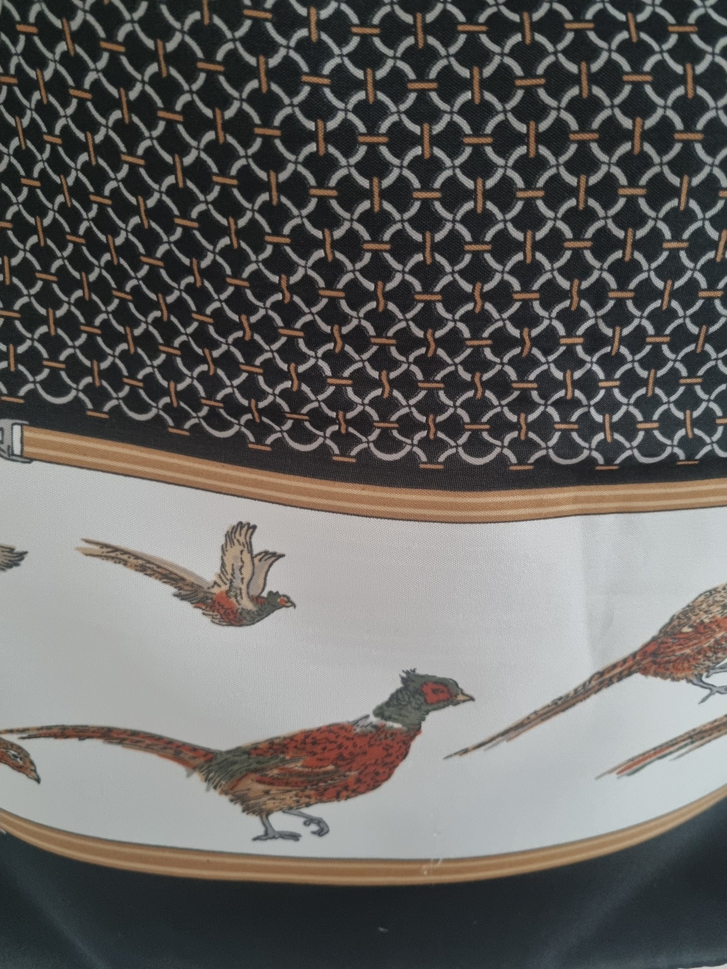 Vintage Gina Ruccini Pheasant Hunting Black Polyester Scarf 77cmx77cm