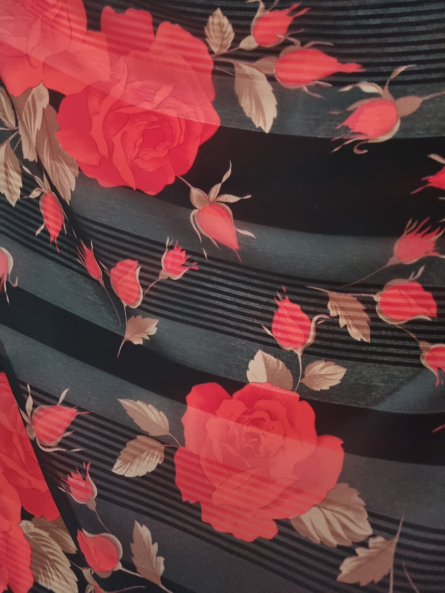 Vintage Black and Red Roses Floral Romantic Scarf Polyester 88cmx88cm