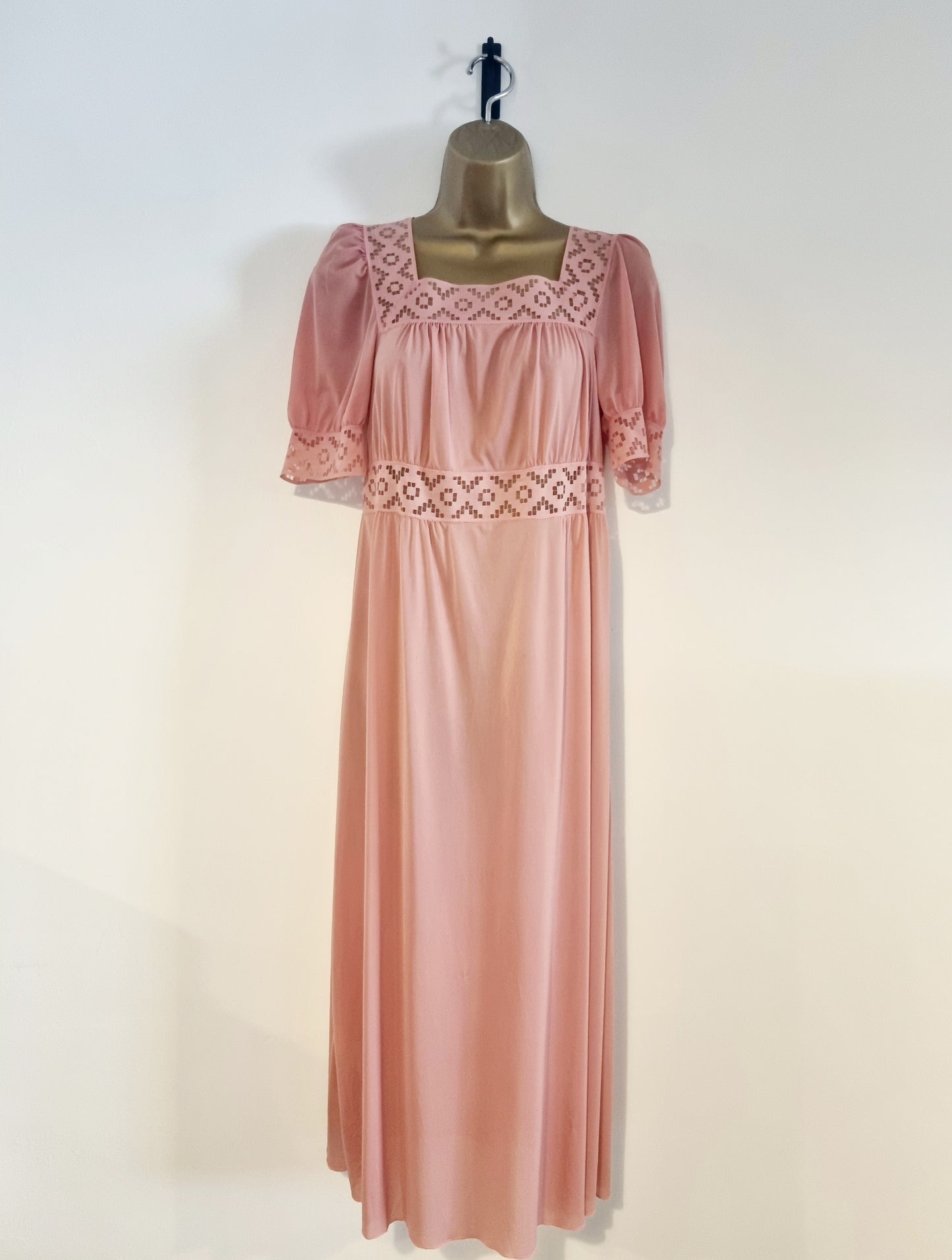 Vintage Pink Square Neck Cutout Rose Soft Slip Dress Delight