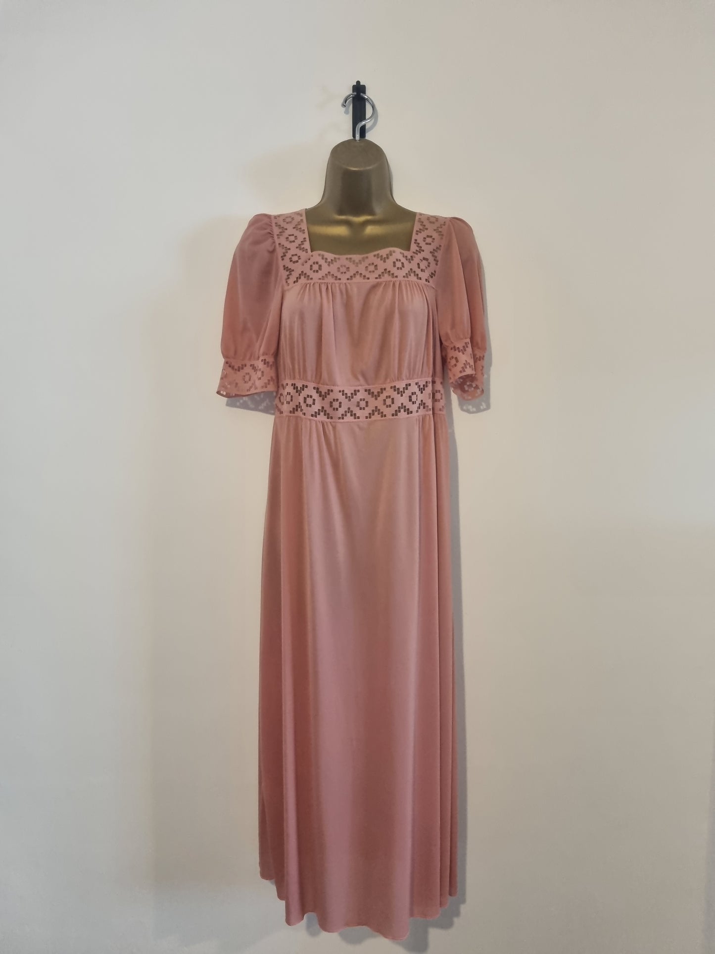 Vintage Pink Square Neck Cutout Rose Soft Slip Dress Delight