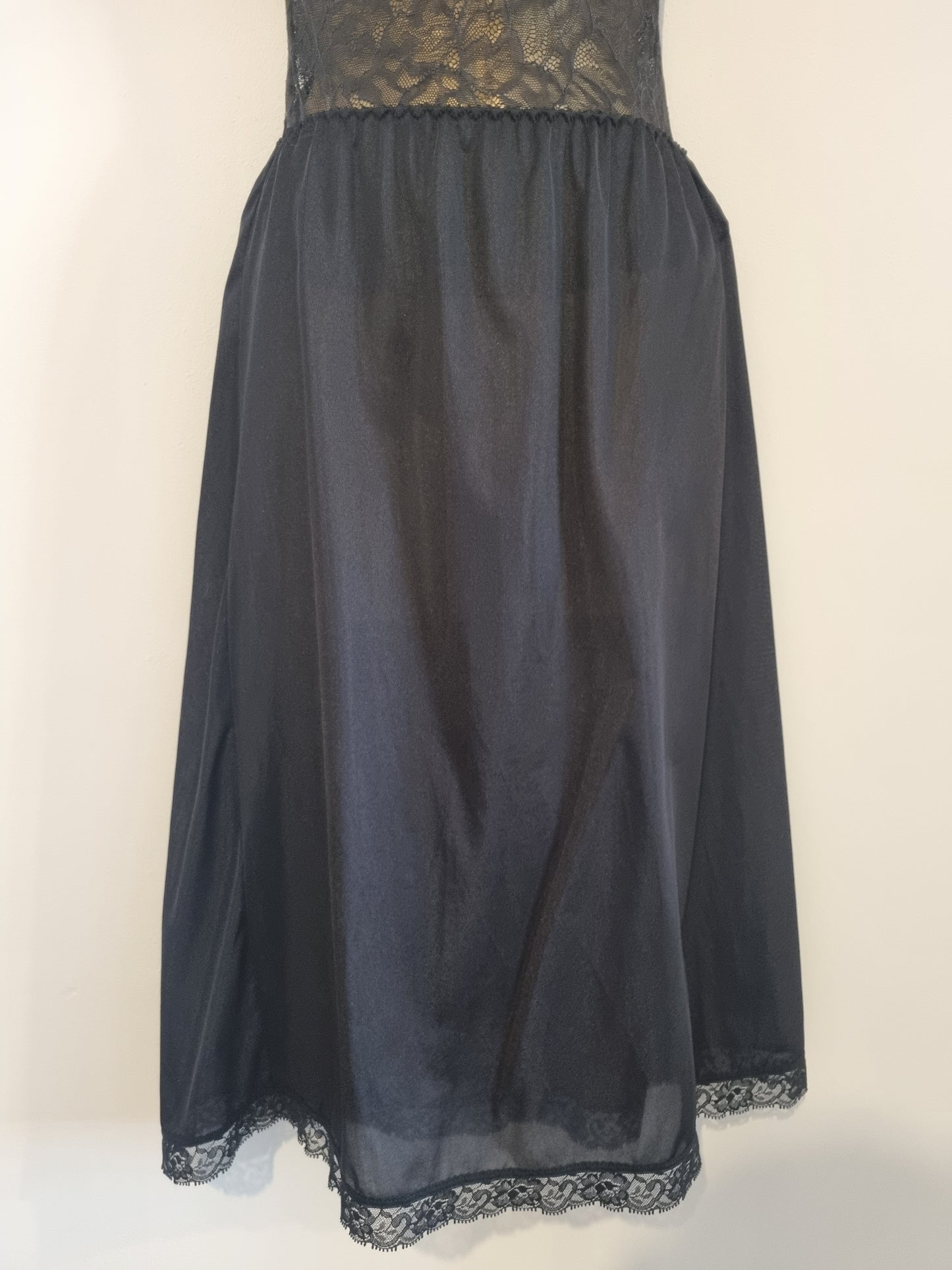 Vintage Sainsbury's Lifestyle Nylon Black Lace Slip Skirt