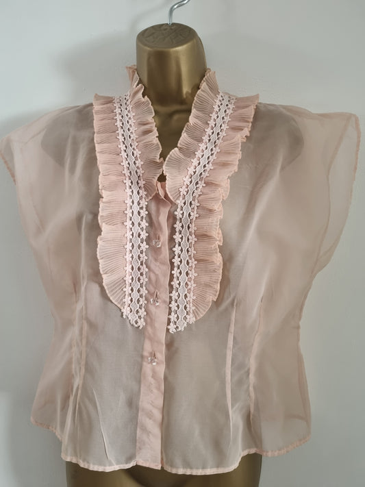 Gordon Grant Vintage Pyjama Shirt in Sheer Pink Fabric - Vintage Appreciation Society
