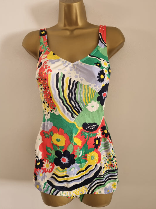 1960s Sand Castle Swimming Costume Vintage Onepiece Swimwear