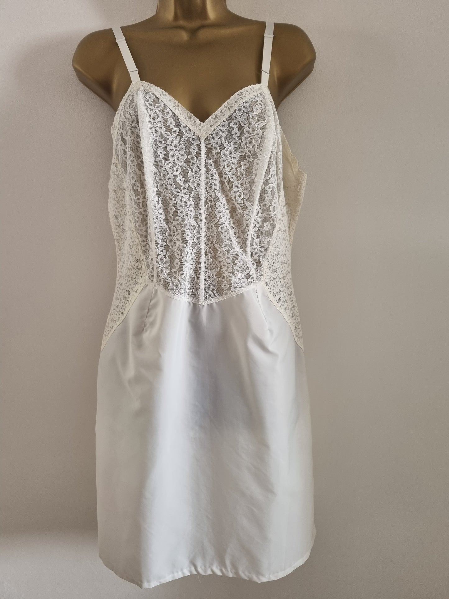 Slip Vintage St. Michael White Midi Lace Dress with Adjustable Straps