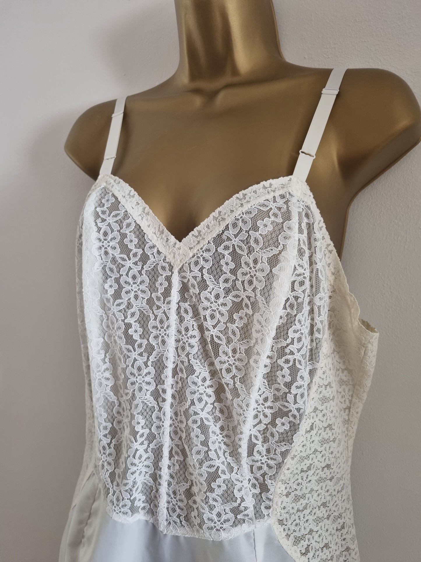 Slip Vintage St. Michael White Midi Lace Dress with Adjustable Straps