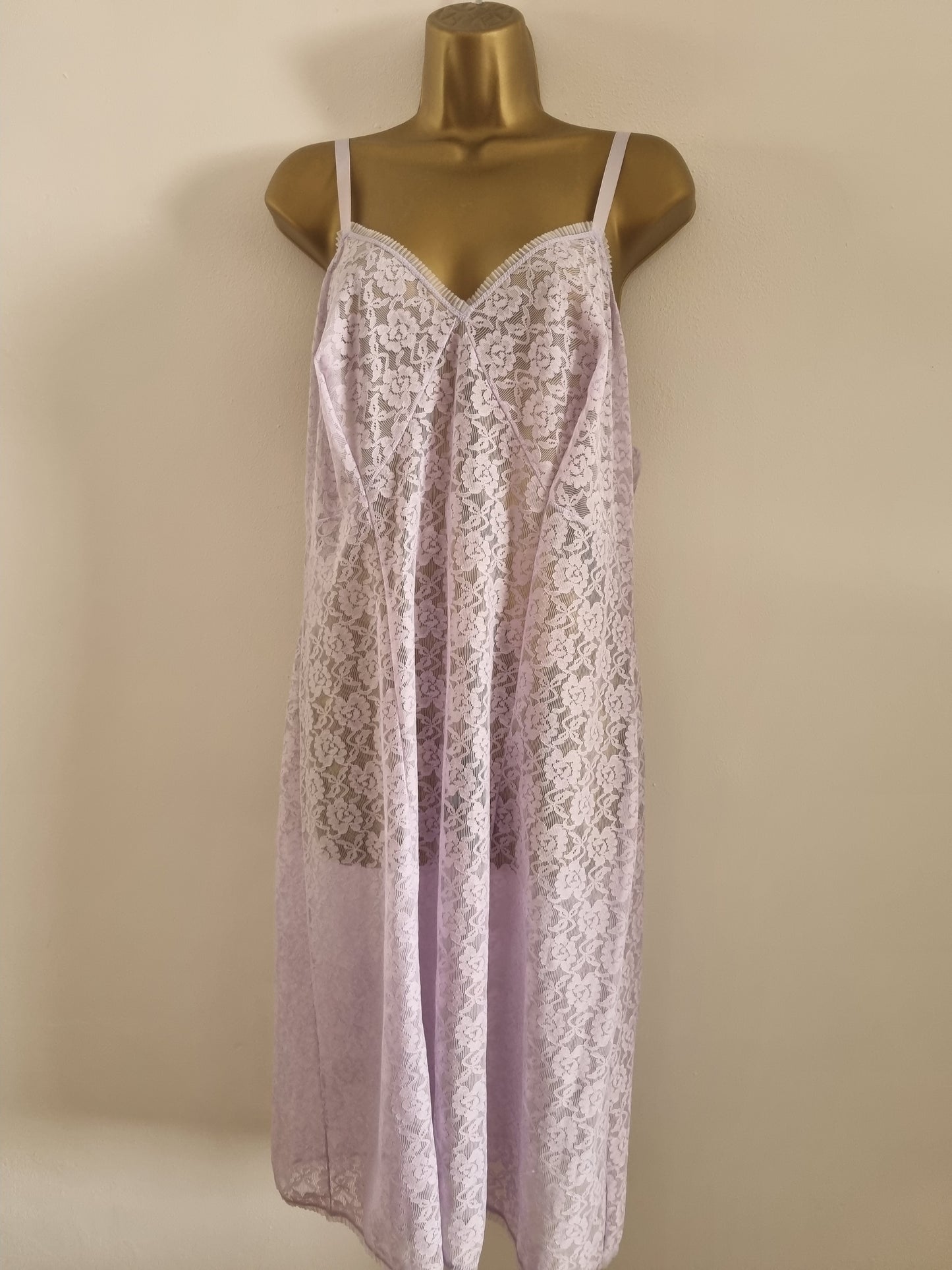 Lingerie Lilac Purple Vintage St. Michael Lace Slip Dress and Bloomers
