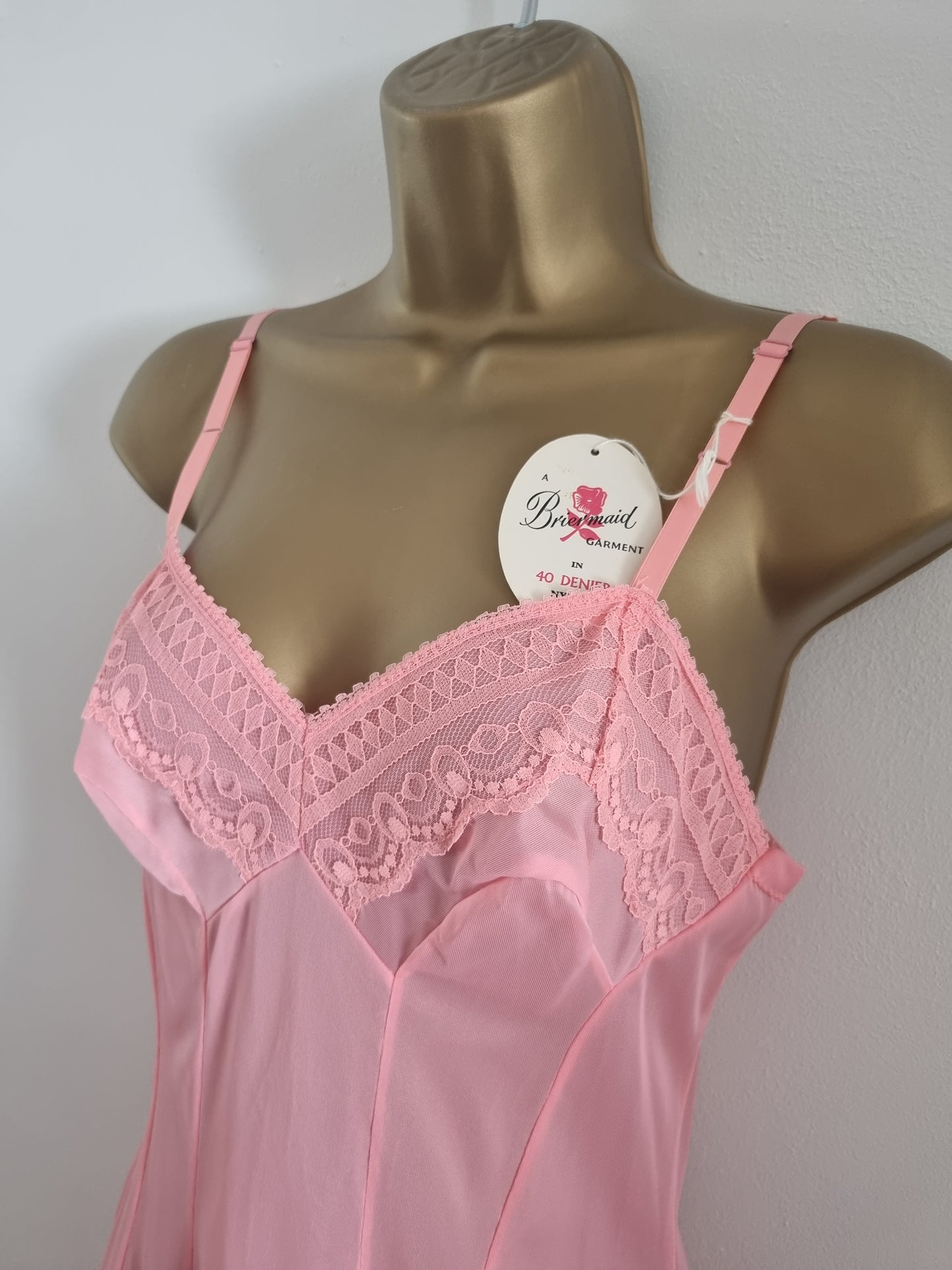 Vintage Briermaid Garment Pink Short Nylon Slip Dress Deadstock