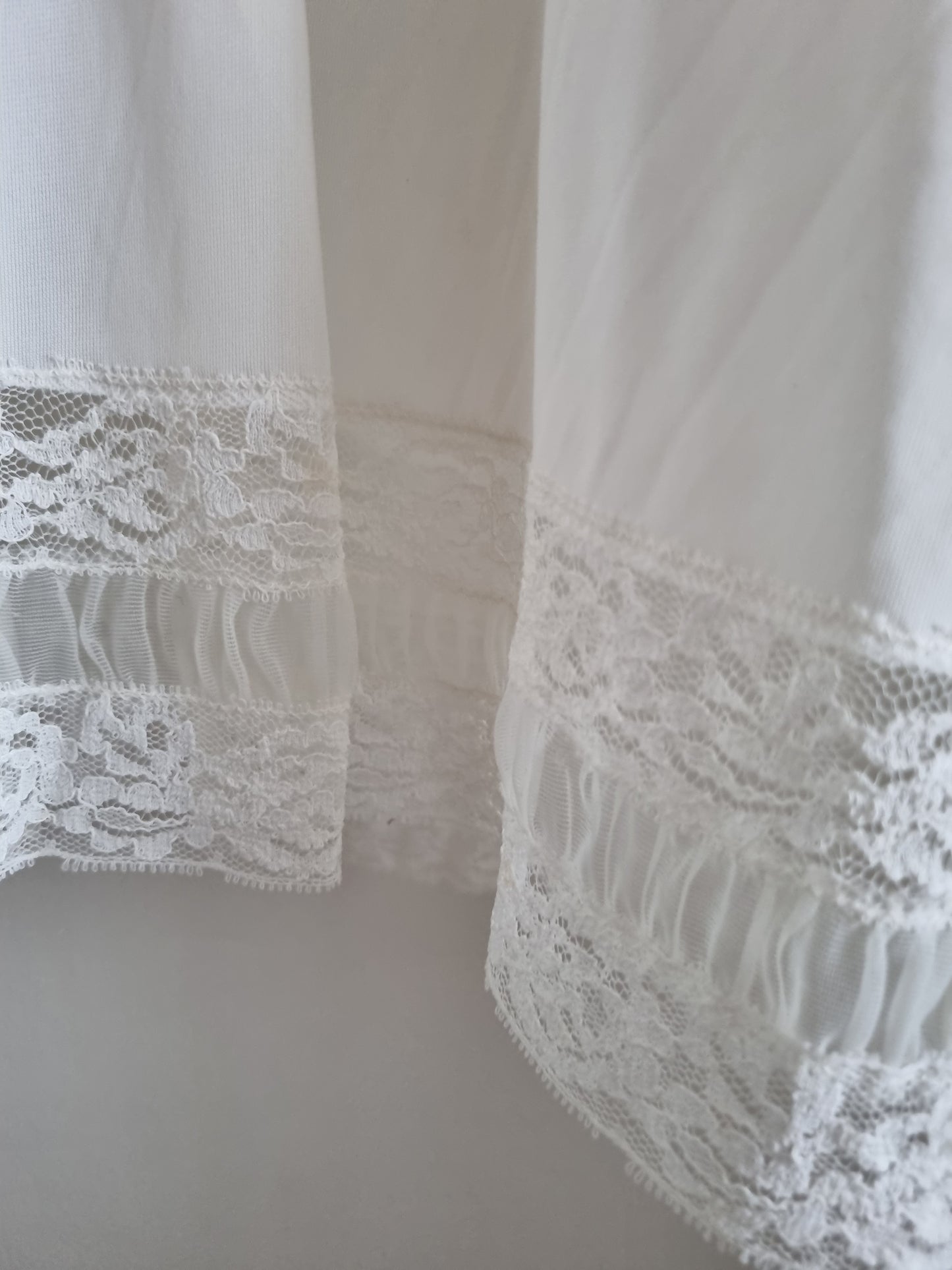 Vintage White Plunge Slit Hem Lace Slip Dress for Elegant Evenings