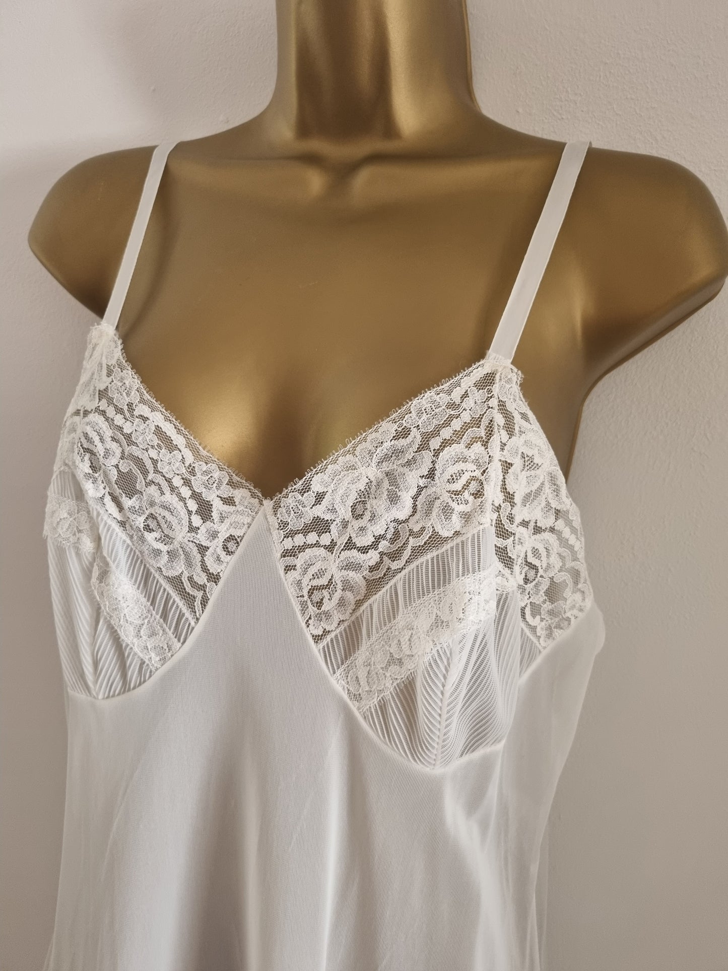 Vintage White Lace Bust Short Sheer Slip Dress for Elegant Occasions
