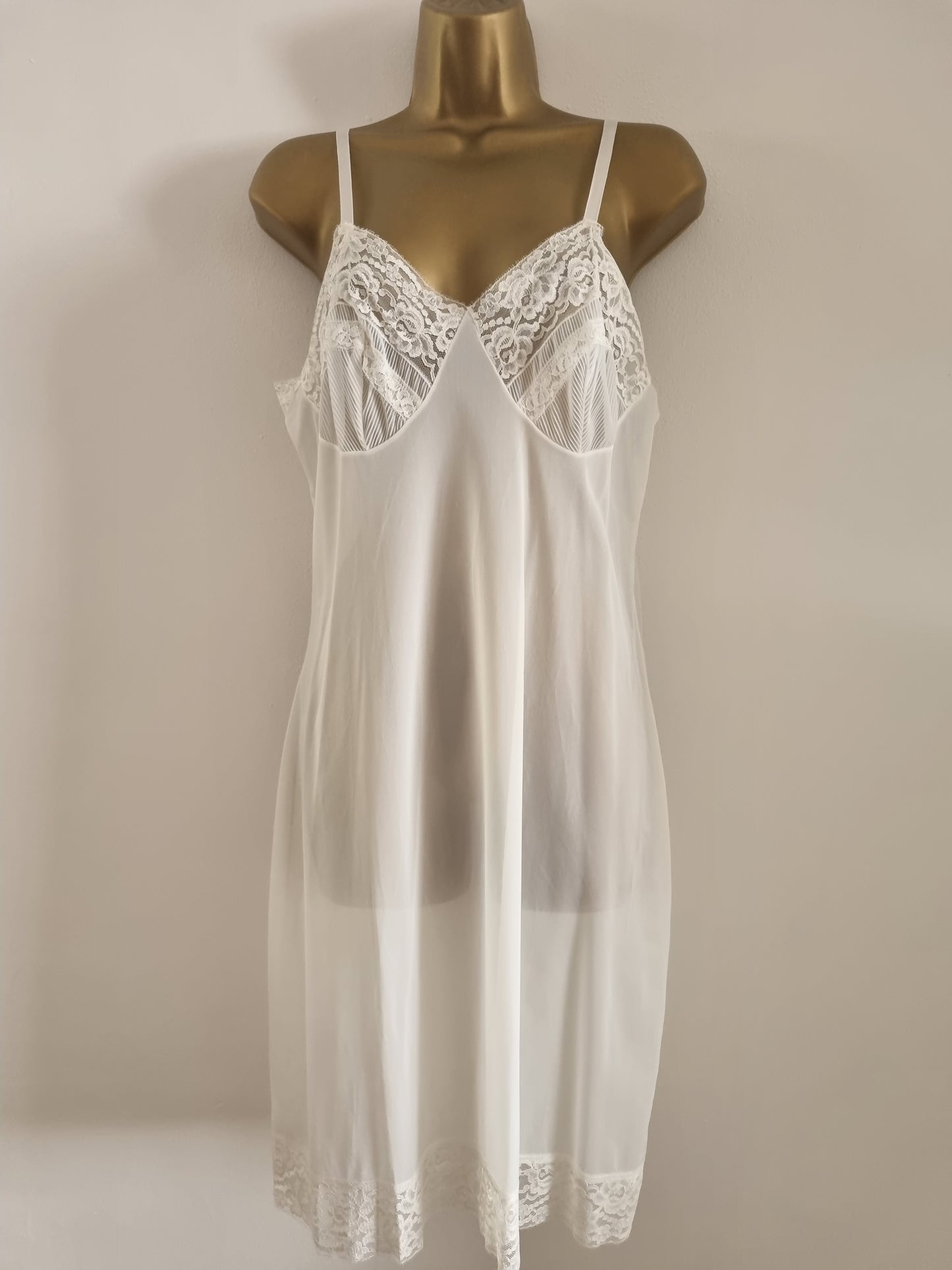 Vintage White Lace Bust Short Sheer Slip Dress for Elegant Occasions